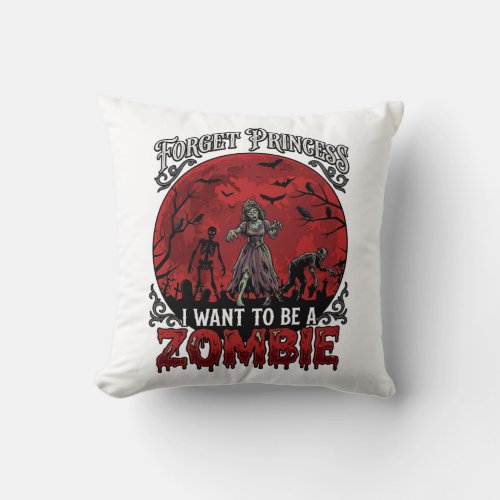 Forget Princess Zombie Blood Moon Graveyard Bats S Throw Pillow