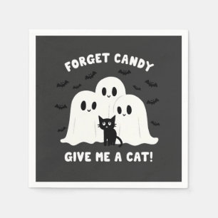 Forget The Candy Give Me A Cat Spooky Halloween Napkins