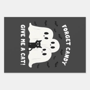 Forget The Candy Give Me A Cat Spooky Halloween Wrapping Paper Sheets