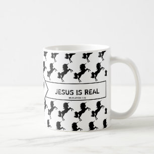 FORGET UNICORNS JESUS IS REAL Christian Monogram Coffee Mug