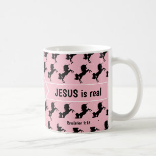 FORGET UNICORNS JESUS IS REAL Monogram Christian P Coffee Mug