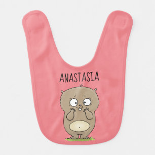 Forgetful adorable chubby hamster cartoon baby bib