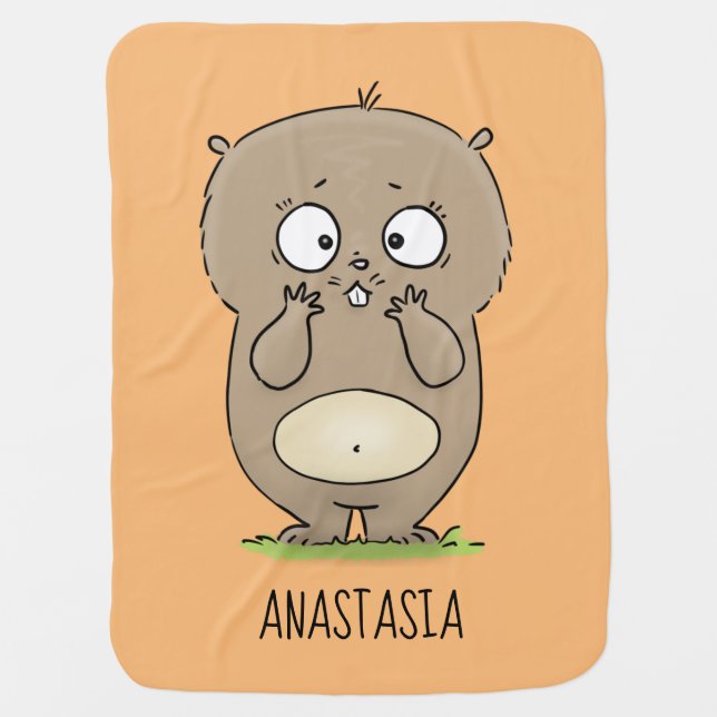 Forgetful adorable chubby hamster cartoon baby blanket (Front)
