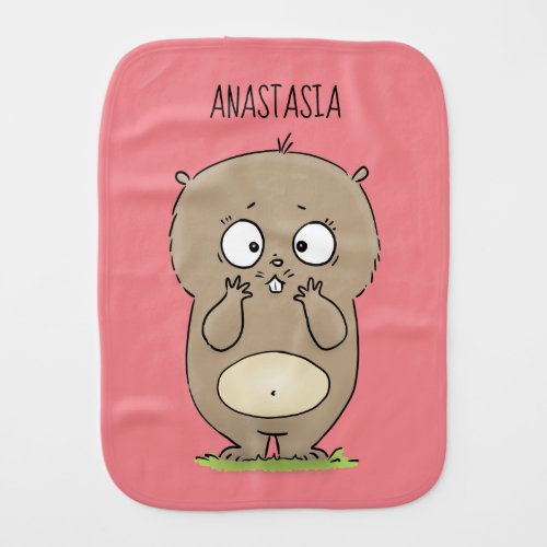 Forgetful adorable chubby hamster cartoon baby burp cloth