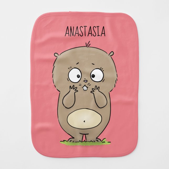 Forgetful adorable chubby hamster cartoon baby burp cloth (Front)