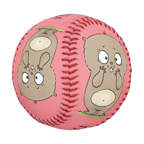 Forgetful adorable chubby hamster cartoon baseball
