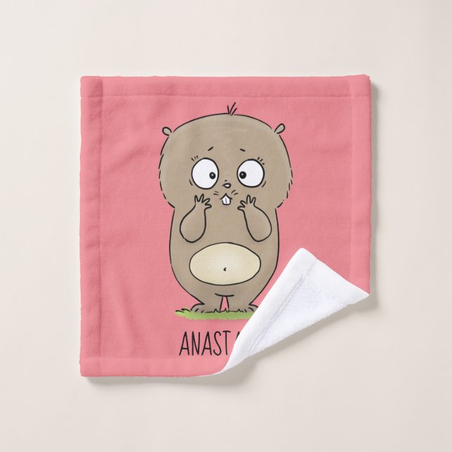 Forgetful adorable chubby hamster cartoon bath towel set (Wash Cloth)