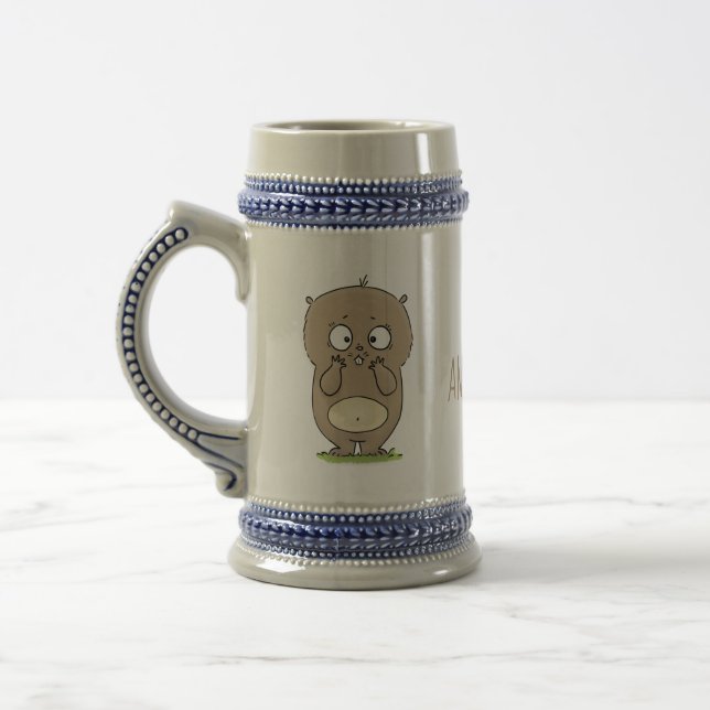 Forgetful adorable chubby hamster cartoon beer stein (Left)