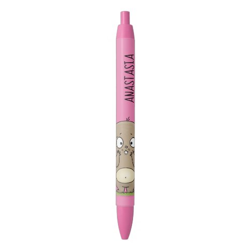 Forgetful adorable chubby hamster cartoon black ink pen