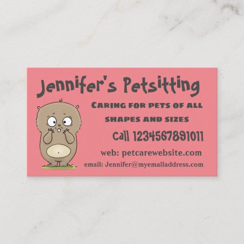 Forgetful adorable chubby hamster cartoon business card