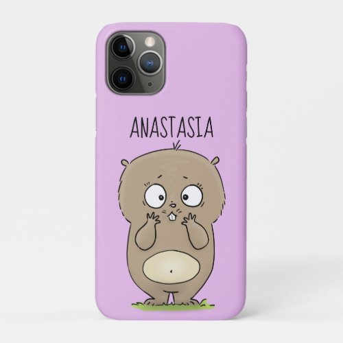 Forgetful adorable chubby hamster cartoon iPhone 11 pro case