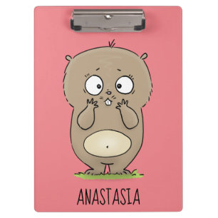 Forgetful adorable chubby hamster cartoon clipboard