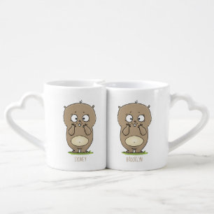 Forgetful adorable chubby hamster cartoon coffee mug set