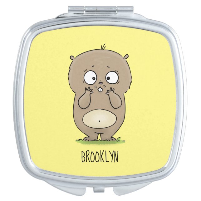 Forgetful adorable chubby hamster cartoon  compact mirror (Front)