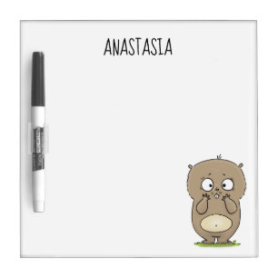 Forgetful adorable chubby hamster cartoon dry erase board
