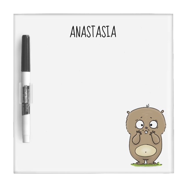 Forgetful adorable chubby hamster cartoon dry erase board (Front)