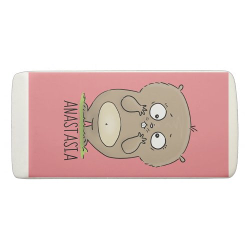 Forgetful adorable chubby hamster cartoon eraser