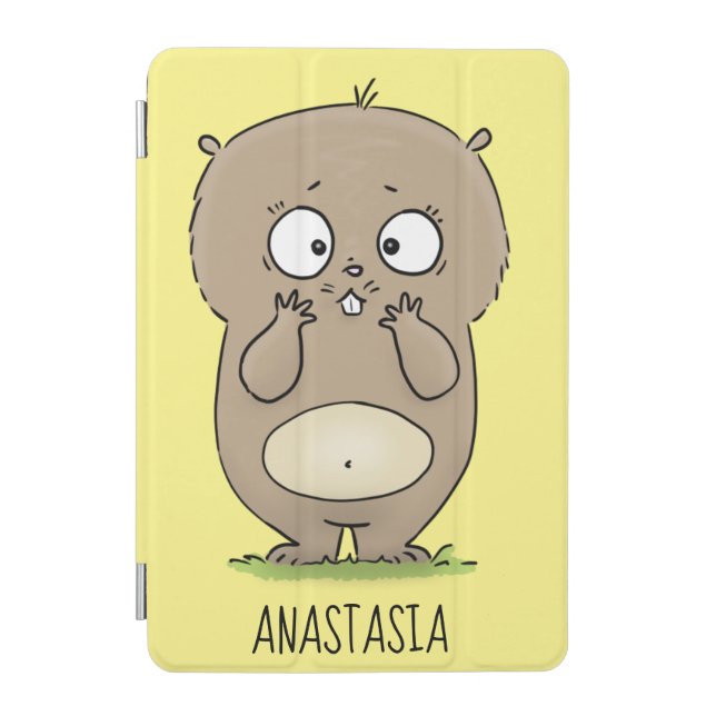 Forgetful adorable chubby hamster cartoon iPad mini cover (Front)