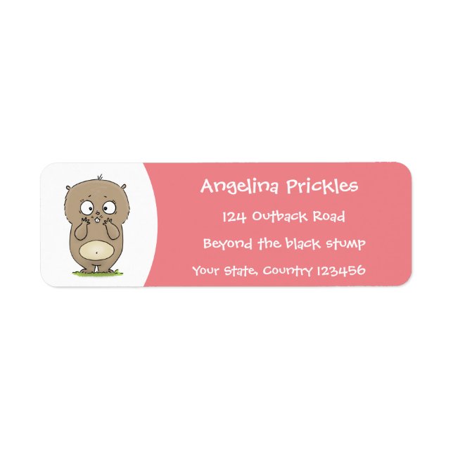 Forgetful adorable chubby hamster cartoon label (Front)