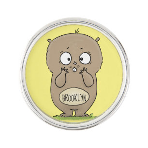 Forgetful adorable chubby hamster cartoon lapel pin