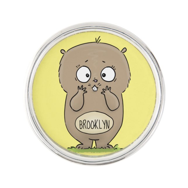 Forgetful adorable chubby hamster cartoon lapel pin (Front)