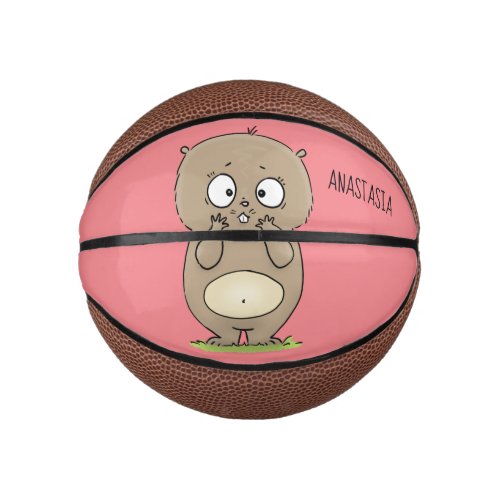 Forgetful adorable chubby hamster cartoon  mini basketball