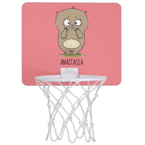 Forgetful adorable chubby hamster cartoon mini basketball hoop