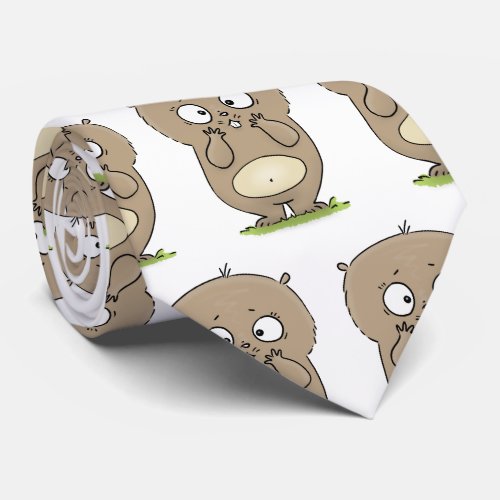 Forgetful adorable chubby hamster cartoon neck tie