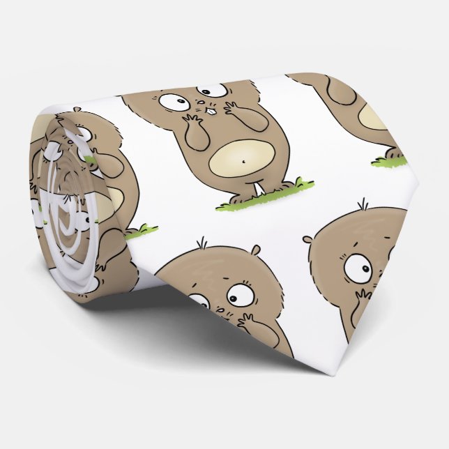 Forgetful adorable chubby hamster cartoon neck tie (Rolled)
