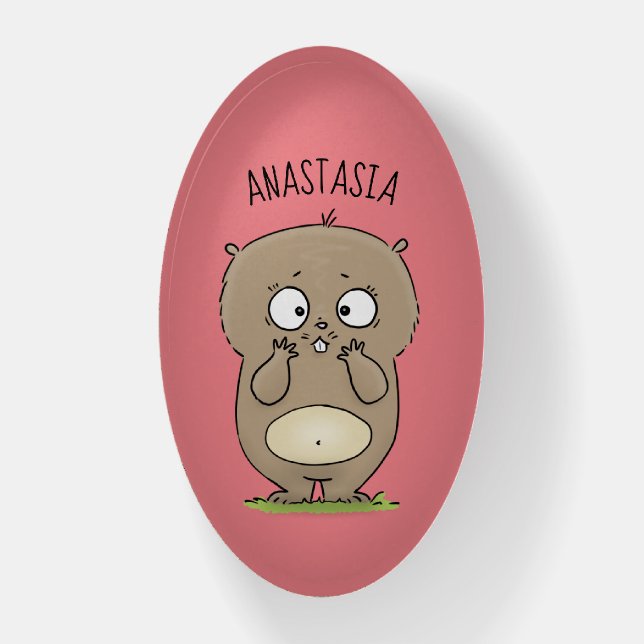 Forgetful adorable chubby hamster cartoon paperweight (Vertical)