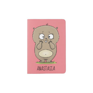 Forgetful adorable chubby hamster cartoon passport holder