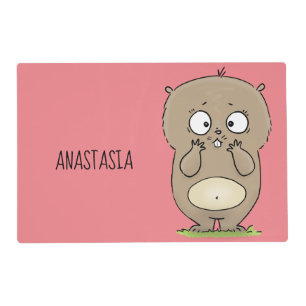 Forgetful adorable chubby hamster cartoon placemat