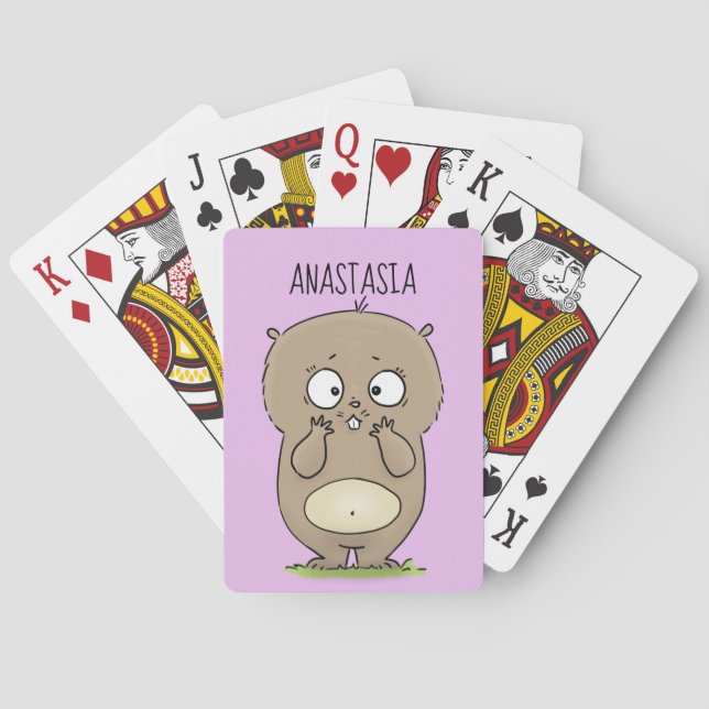 Forgetful adorable chubby hamster cartoon poker cards (Back)