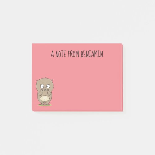 Forgetful adorable chubby hamster cartoon post_it notes