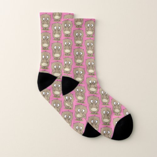 Forgetful adorable chubby hamster cartoon socks