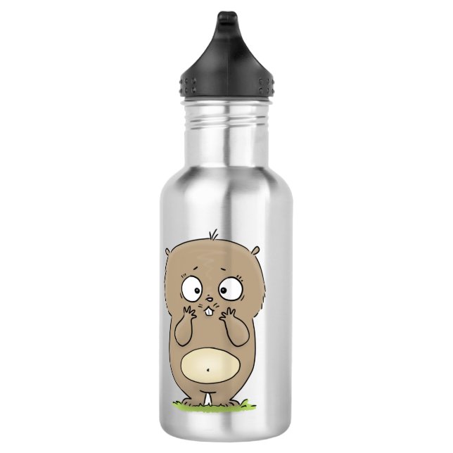 Forgetful adorable chubby hamster cartoon stainless steel water bottle (Right)
