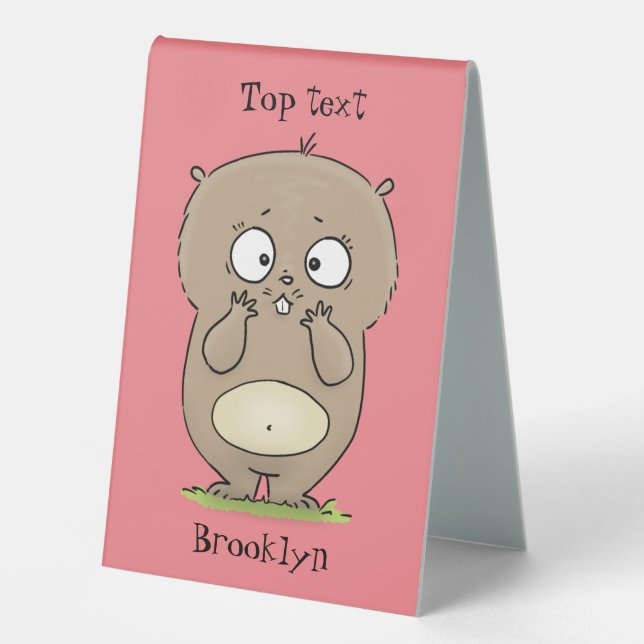 Forgetful adorable chubby hamster cartoon table tent (Front)