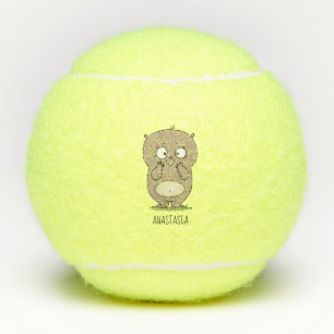 Forgetful adorable chubby hamster cartoon tennis balls