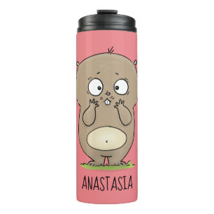 Forgetful adorable chubby hamster cartoon thermal tumbler