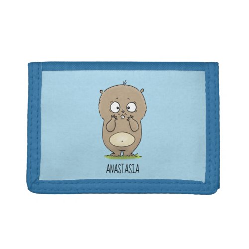 Forgetful adorable chubby hamster cartoon trifold wallet