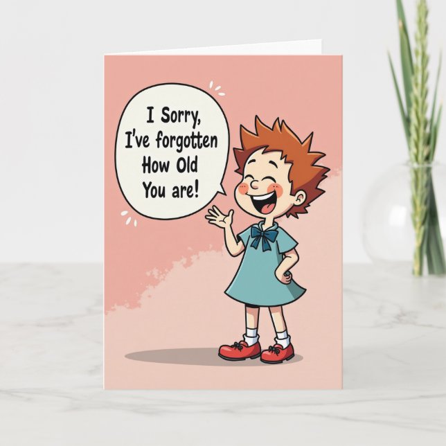 Forgetful Character Birthday Card (Front)