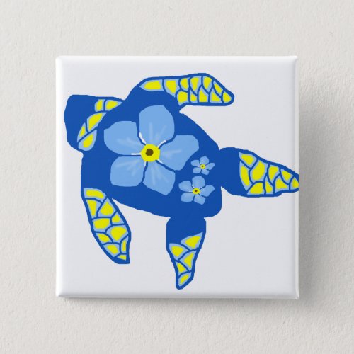 Forgetmenot flower sea turtle button