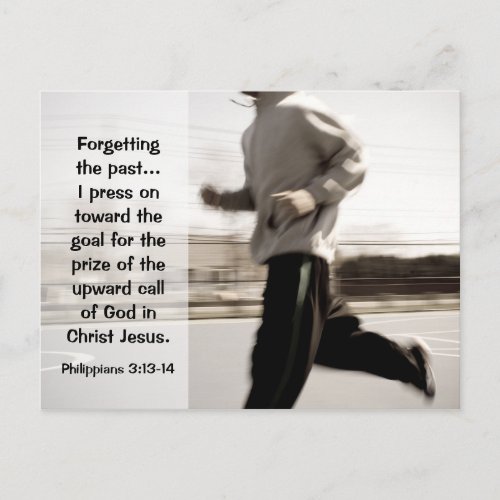 Forgetting the past I press on Philippians 314 Postcard