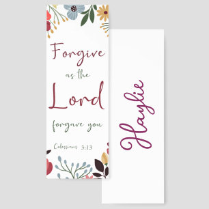 Forgive floral personalized bookmarks