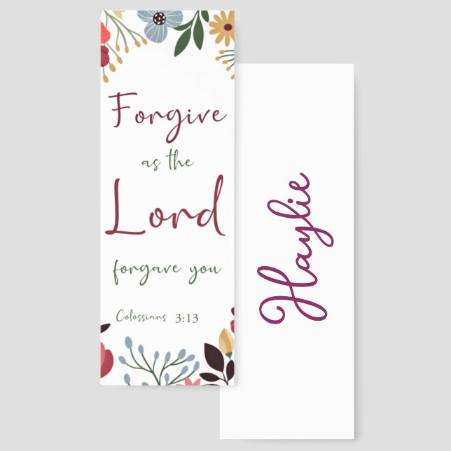 Forgive floral personalized bookmarks (Front & Back)