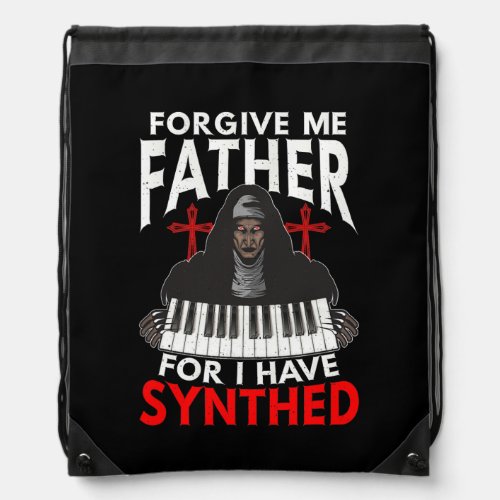 Forgive Me Father For I Have Synthed Nun Analog Drawstring Bag