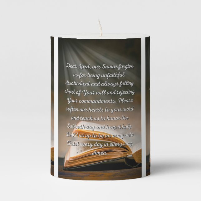 Forgive Me Lord Prayer Pillar Candle (Front)