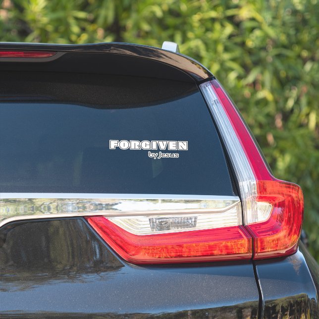 Forgiven By Jesus Quote White Custom-Cut Vinyl  Sticker (Car Side)