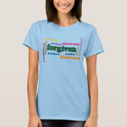 Forgiven women&#39;s Christian ringer t-shirt