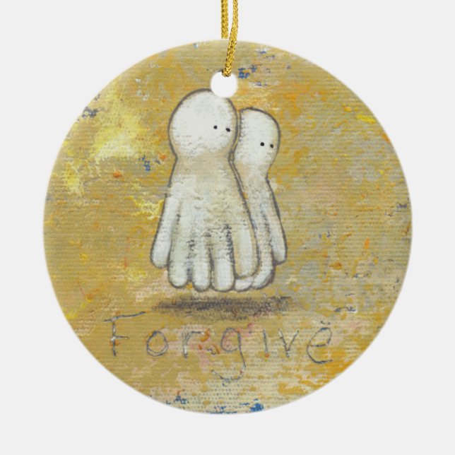 Forgiveness healing recovery ghosts the past art ceramic ornament (Front)